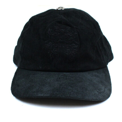 Chrome Hearts 5 Panel Suede Baseball Cap Black Front 1
