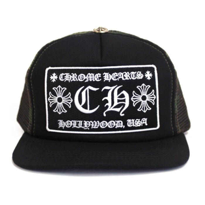 Chrome Hearts CH Hollywood Trucker Hat BlackCamo Front