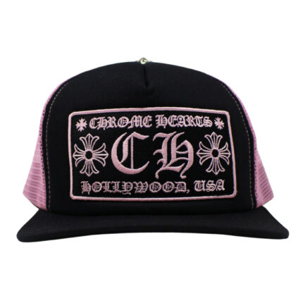 Chrome Hearts CH Hollywood Trucker Hat BlackPink Front