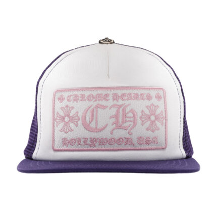 Chrome Hearts CH Hollywood Trucker Hat PurpleWhitePink Front