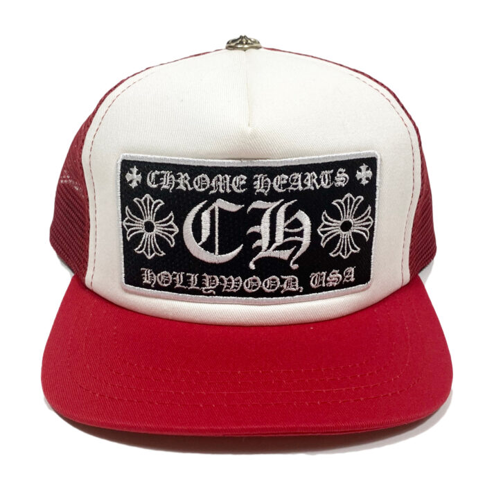 Chrome Hearts CH Hollywood Trucker Hat RedWhite Front 1