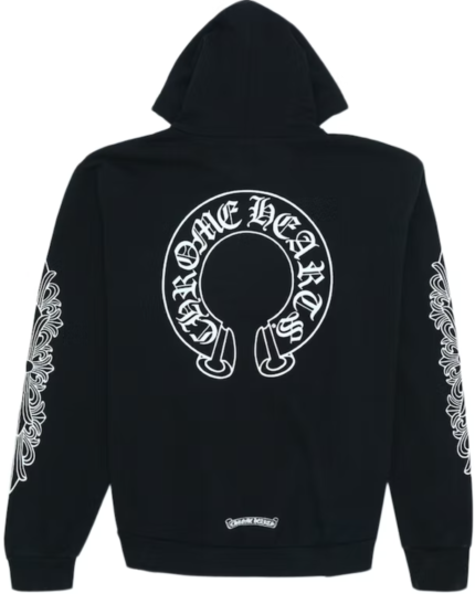 Chrome Hearts Horse Shoe Floral graphic printed Hoodie Black back side