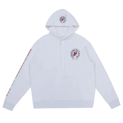 Chrome Hearts Rolling Stones Horseshoe Web Exclusive Hoodie White front