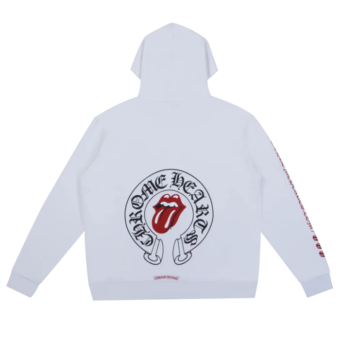 Chrome Hearts Rolling Stones Horseshoe big logo printed back side white mens