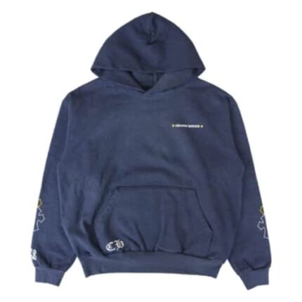 Chrome Hearts x Drake Certified Chrome Hand Dyed Blue Hoodie Front